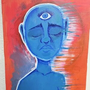 Blue and Red Abstract Art Canvas